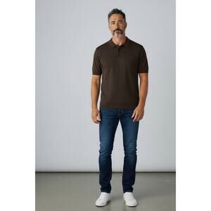 True Classic Black Polo Shirt XL Men’s Stretch Short Sleeve Viscose Blend Casual